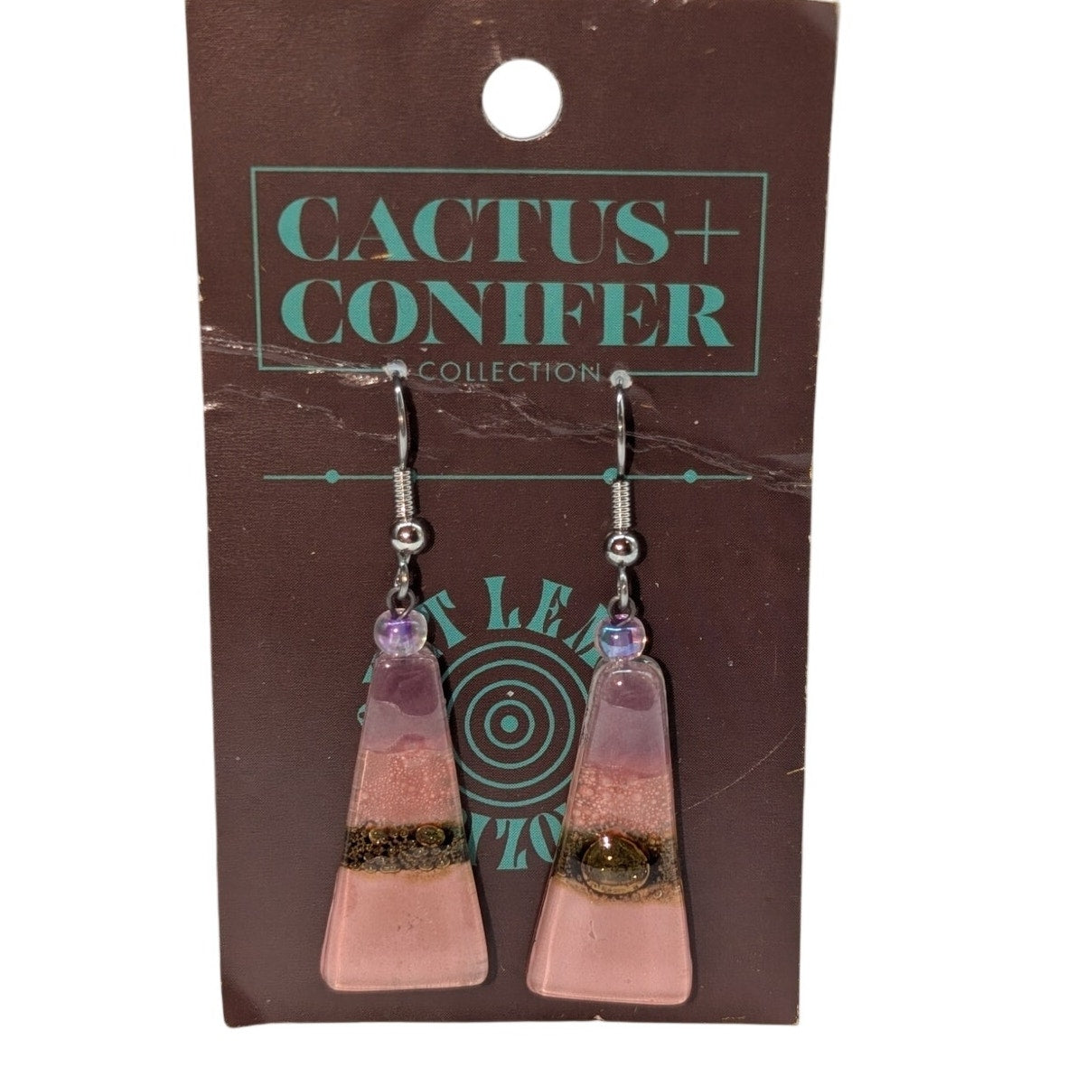 Cactus Conifer Collection NWT Pink Lavender Gold Glass Artisan Created Earrings