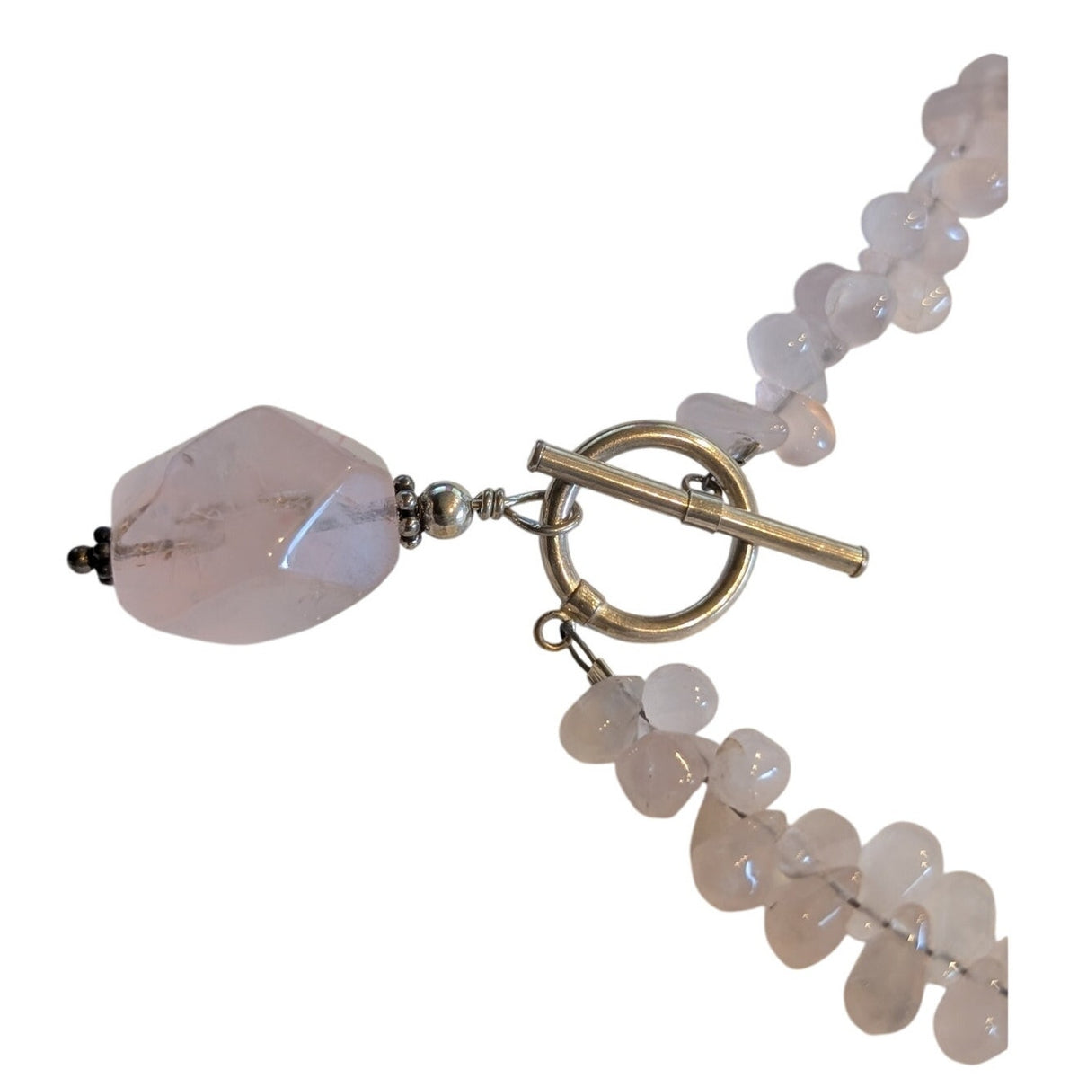 Silpada Retired Pink Rose Quartz Teardrop Stone 925 Sterling Silver Necklace