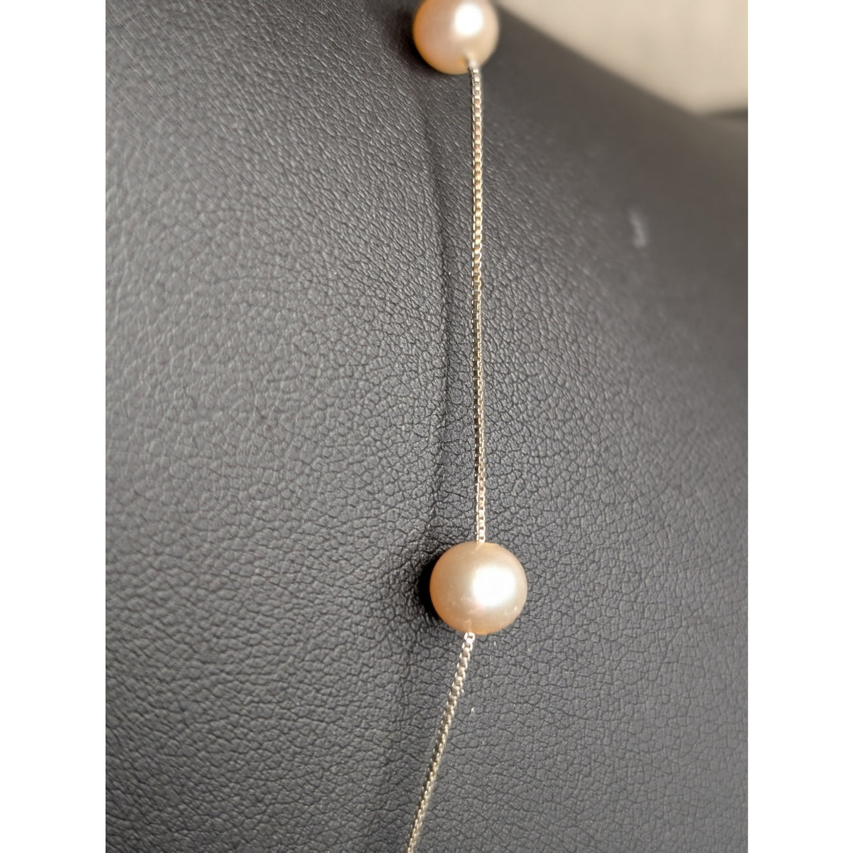 Vintage 925 Sterling Silver Floating Genuine Pearl 17.5" Necklace