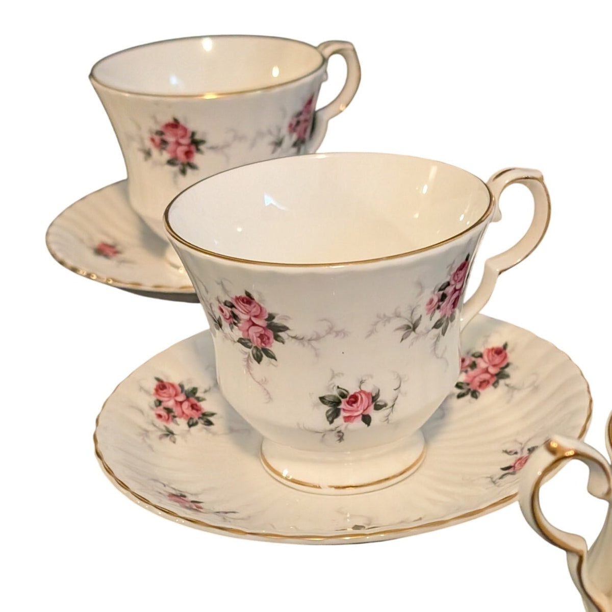 Vtg Princess House Hemmersley Bone China Spode England White Pink Rose Tea Set