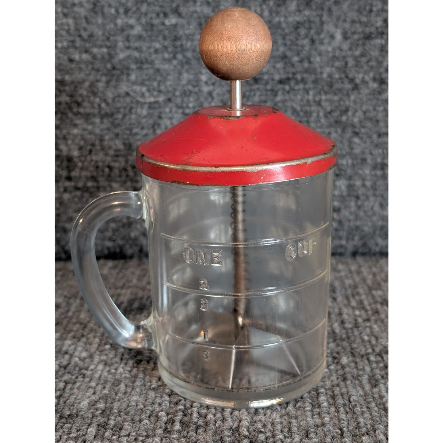 Vintage Hazel Atlas Glass Measuring Cup Food/Nut Chopper