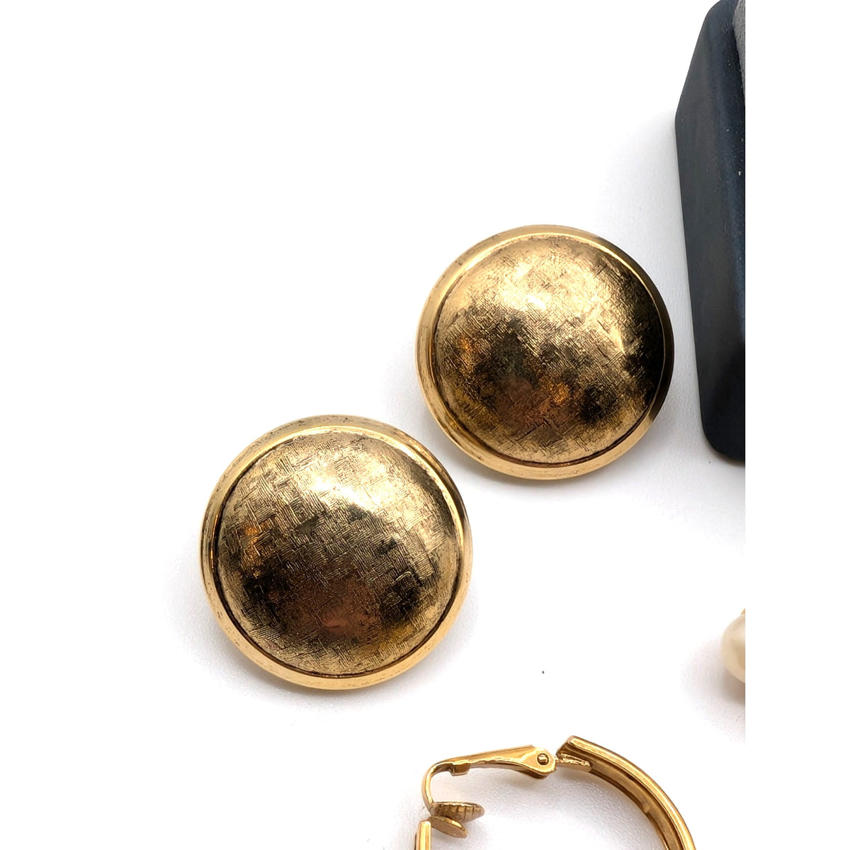 Lot of Six Pair Unsigned Vintage Gold Tone Clip On Earrings