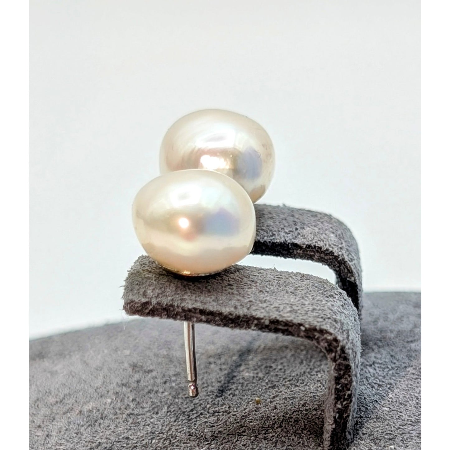 925 Sterling Silver White Freshwater 11mm Pearl Stud Earrings