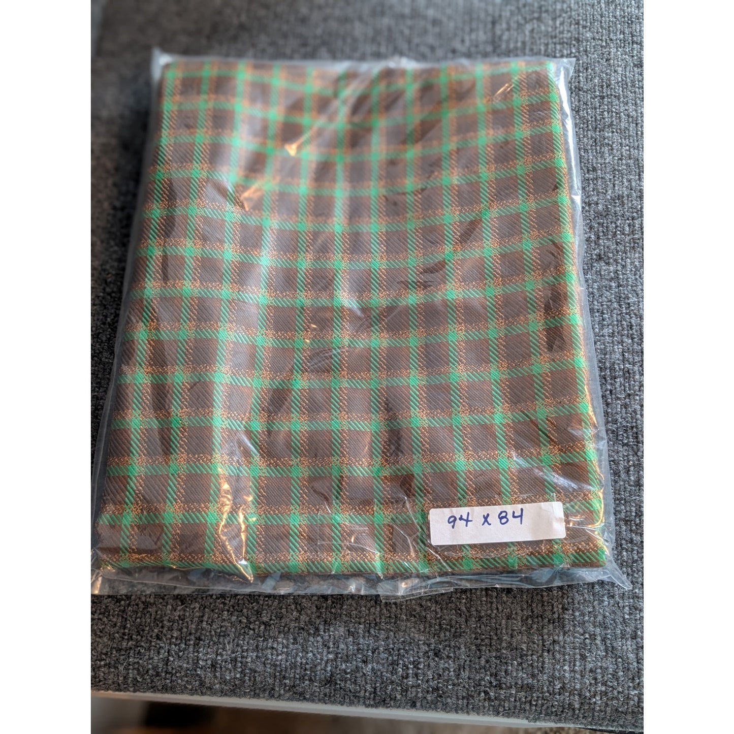 NWOT Brown Bronze Green Plaid Fabric Remnant 94" X 84"