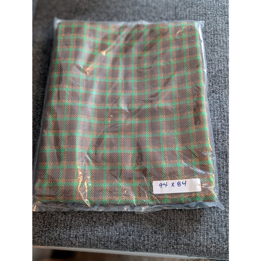 NWOT Brown Bronze Green Plaid Fabric Remnant 94" X 84"