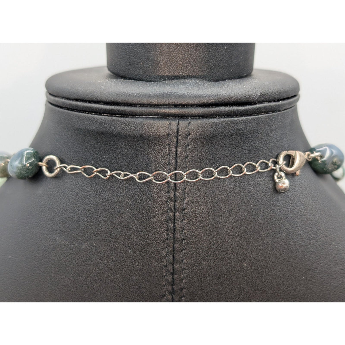 Vintage Semi-Precious Faceted Moss Agate Shades of Green Stone 20"-23" Necklace