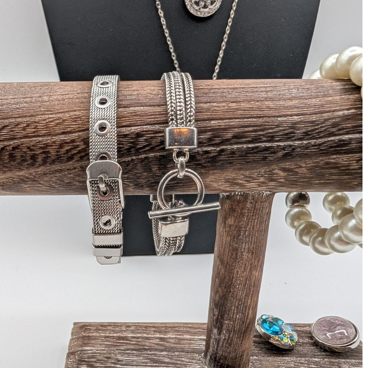 Lot of 10 Pieces of Gingersnaps Silver Tone Jewelry Necklaces Bracelets Earrings