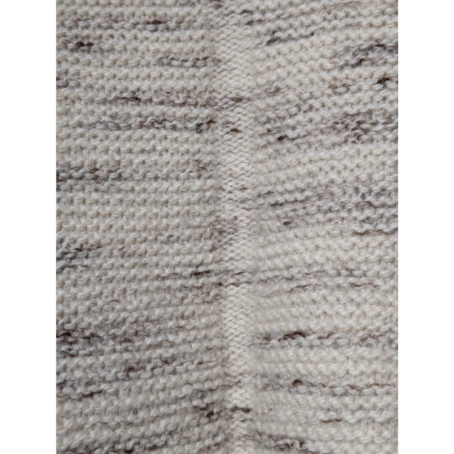 Vintage Hand Knit Cream Marled Swiss Ribbon Accents Button Cardigan Sz S/M