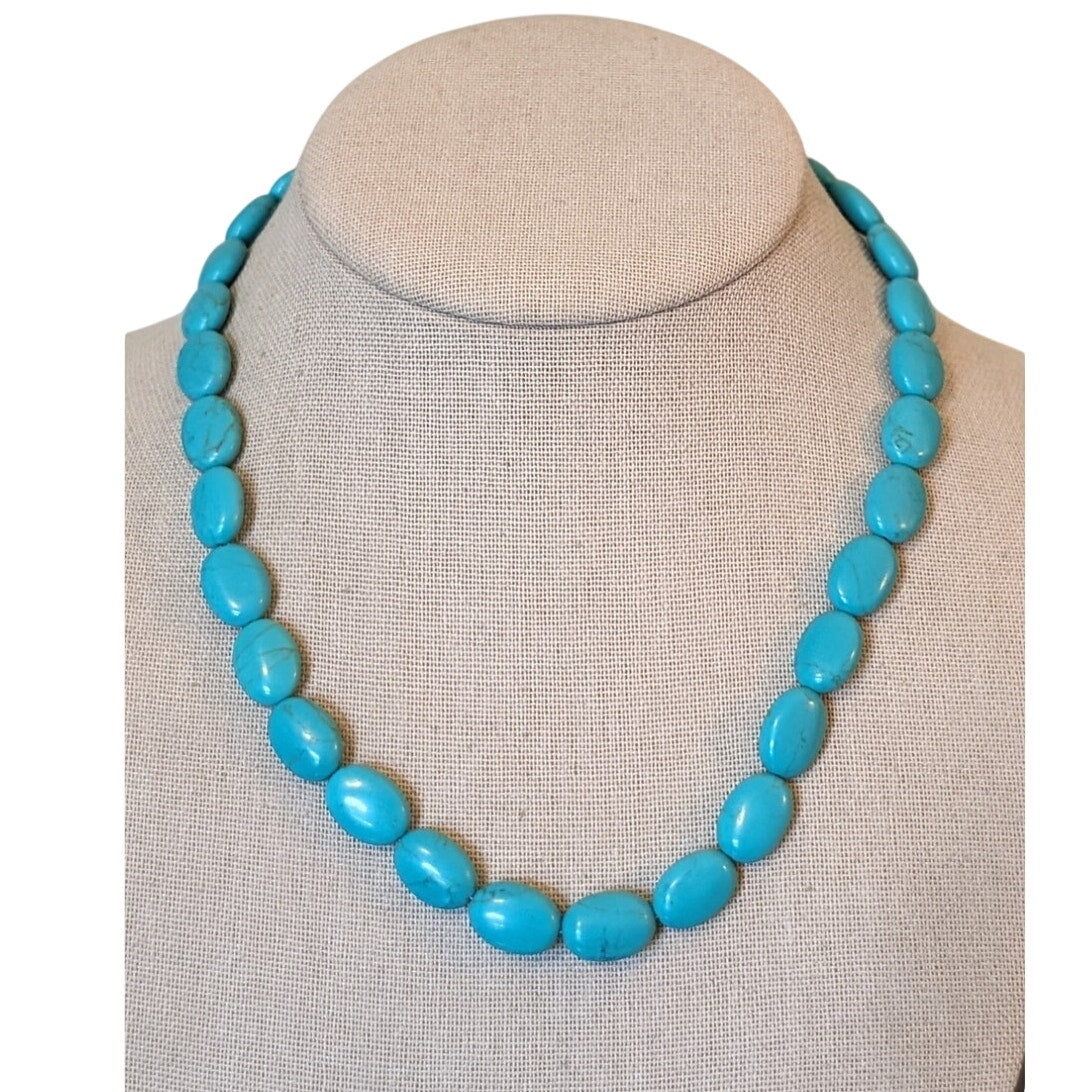 Turquoise Color Howlite Bead Choker Necklace