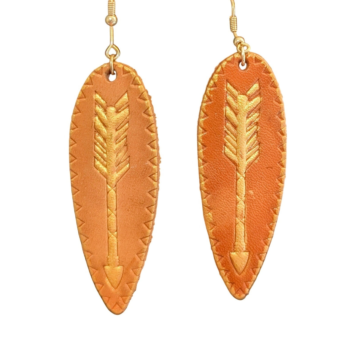 Southwest Boho Hippie Leather Arrow Dangle Earrings