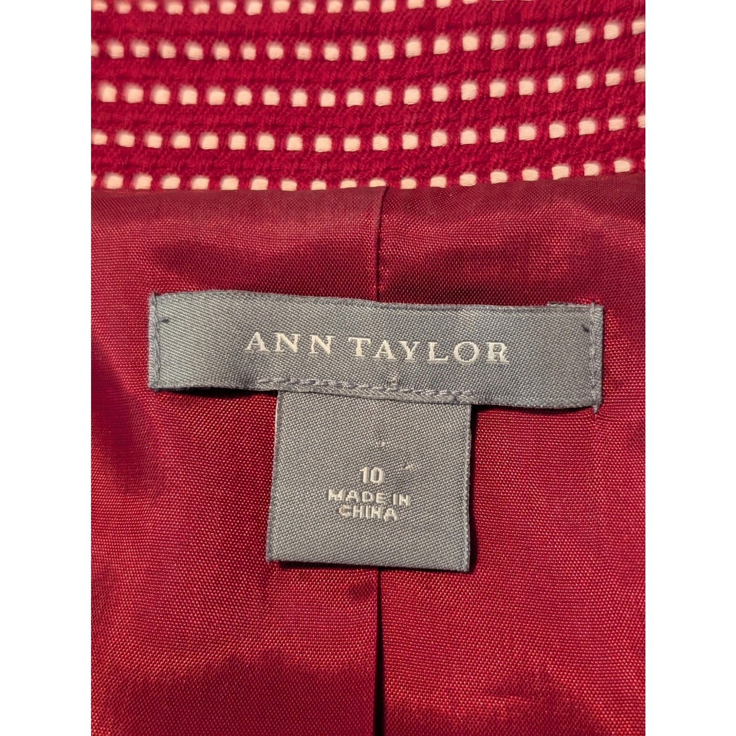 Ann Taylor Red Polka Dot Retro Classic Lined Blazer Jacket Womens Size 10