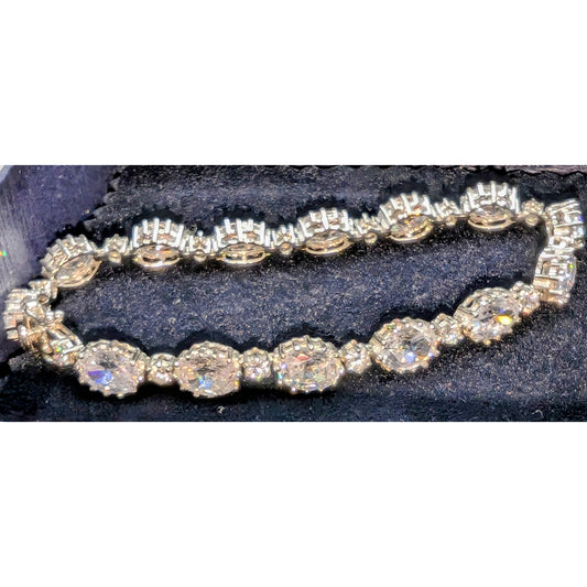 Stauer 925 Sterling Glam Oval & Round Alternating Cubic Zirconia Tennis Bracelet
