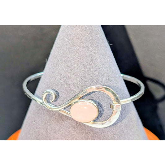 RLC Sterling Silver Rose Quartz Hook Clasp Bangle Bracelet