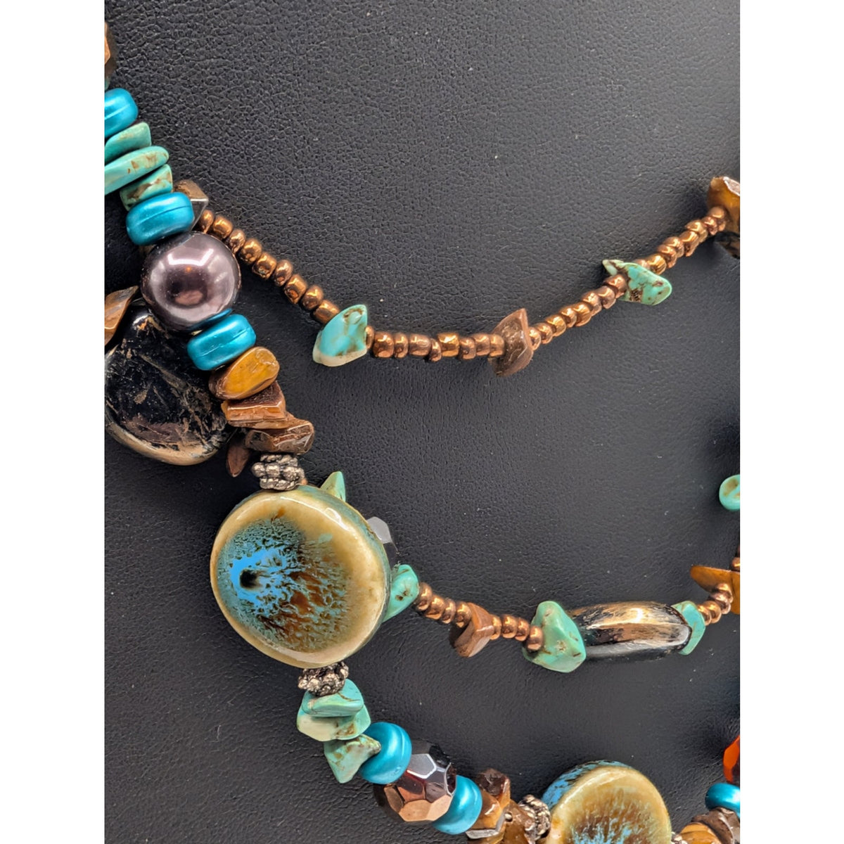 Multi-Strand Boho-Style Southwestern Statement Beaded 15.5"-19" Necklace
