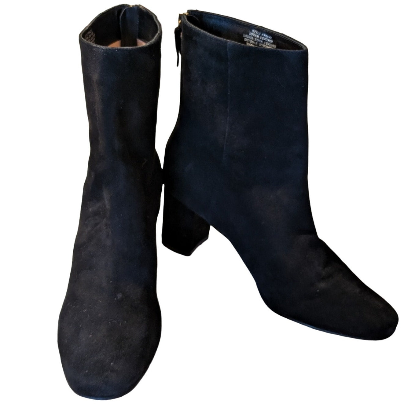 J. Crew Black Suede Round Toe High Ankle Back Zip Chunky Heel Boot Womens Sz 9