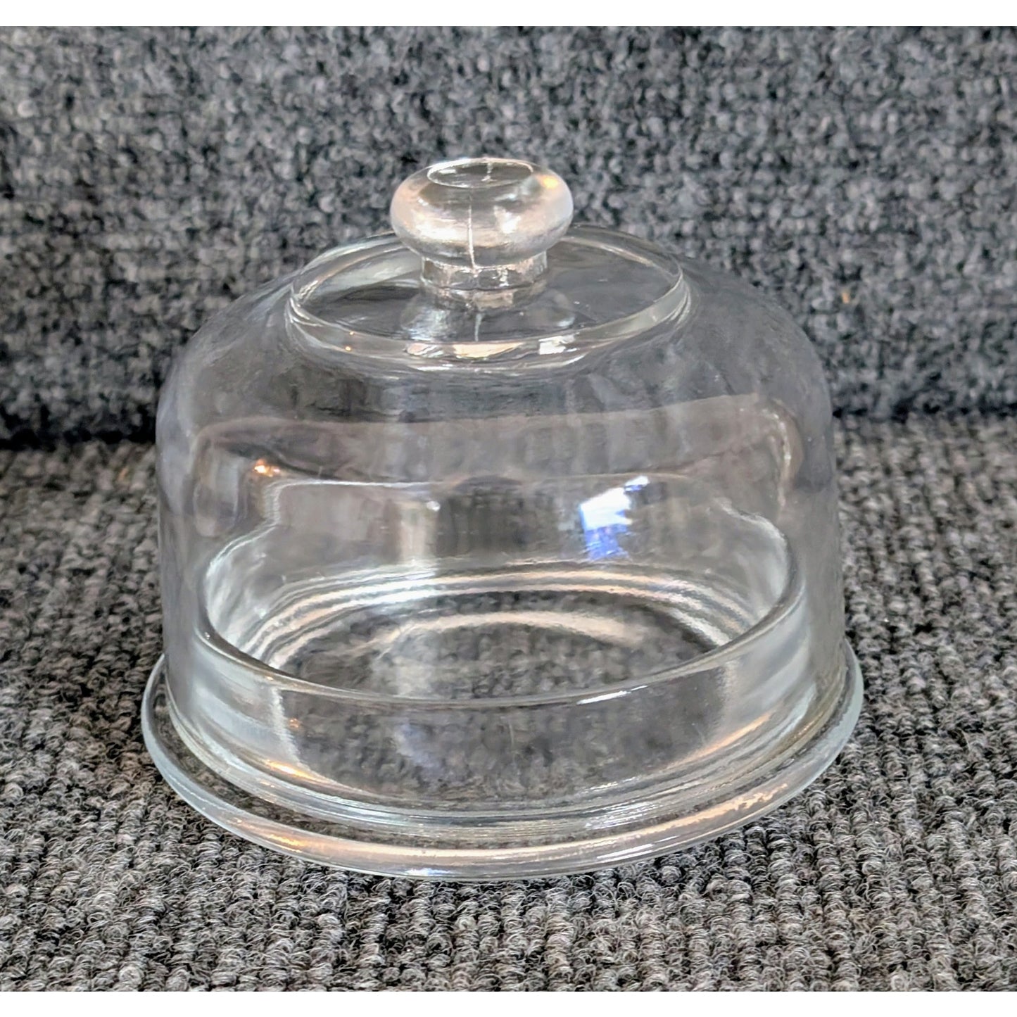 Vintage Clear Glass Small Cheese/Pate Serving Dish With Dome Cloche Lid
