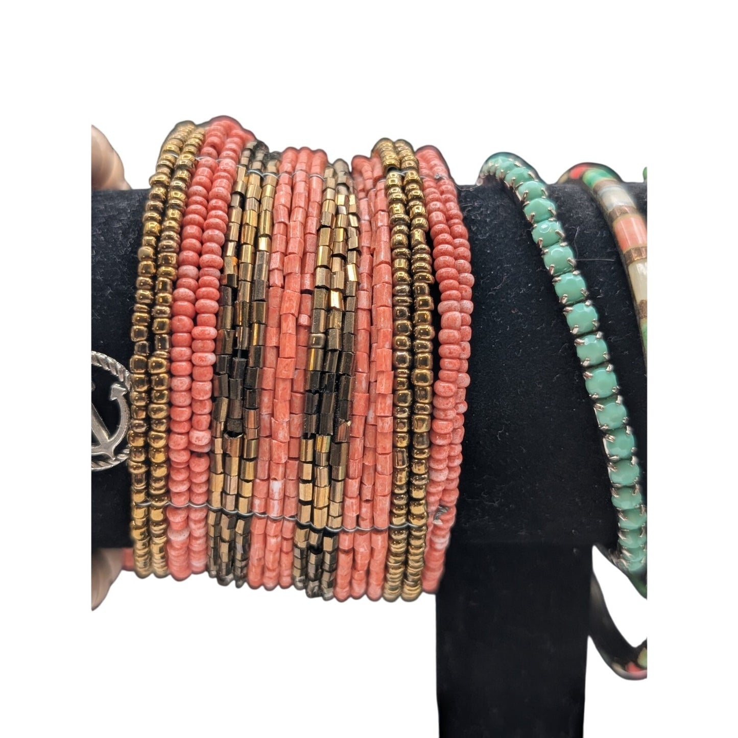 Lot of Nine Mint Coral Bracelets