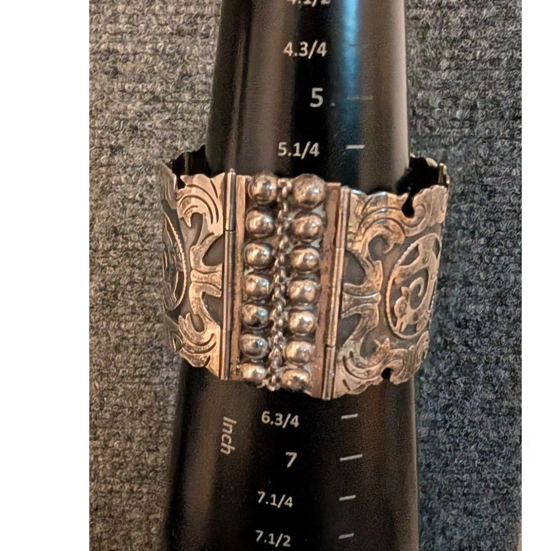 Vtg 30s-40s Los Ballesteros Taxco Sterling Silver Mexican Hinged Panel Bracelet