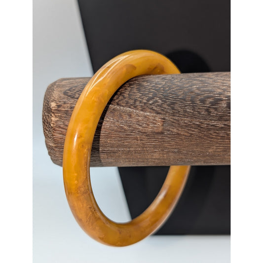 Vintage Tested Bakelite Butterscotch Marble Swirl Art Deco Bangle Bracelet