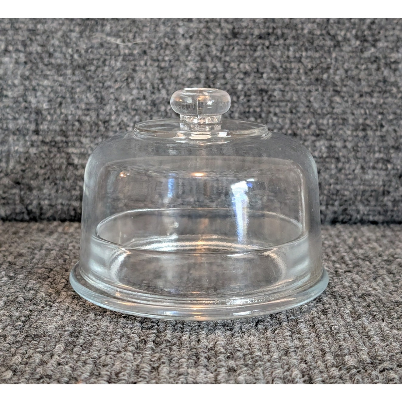Vintage Clear Glass Small Cheese/Pate Serving Dish With Dome Cloche Lid