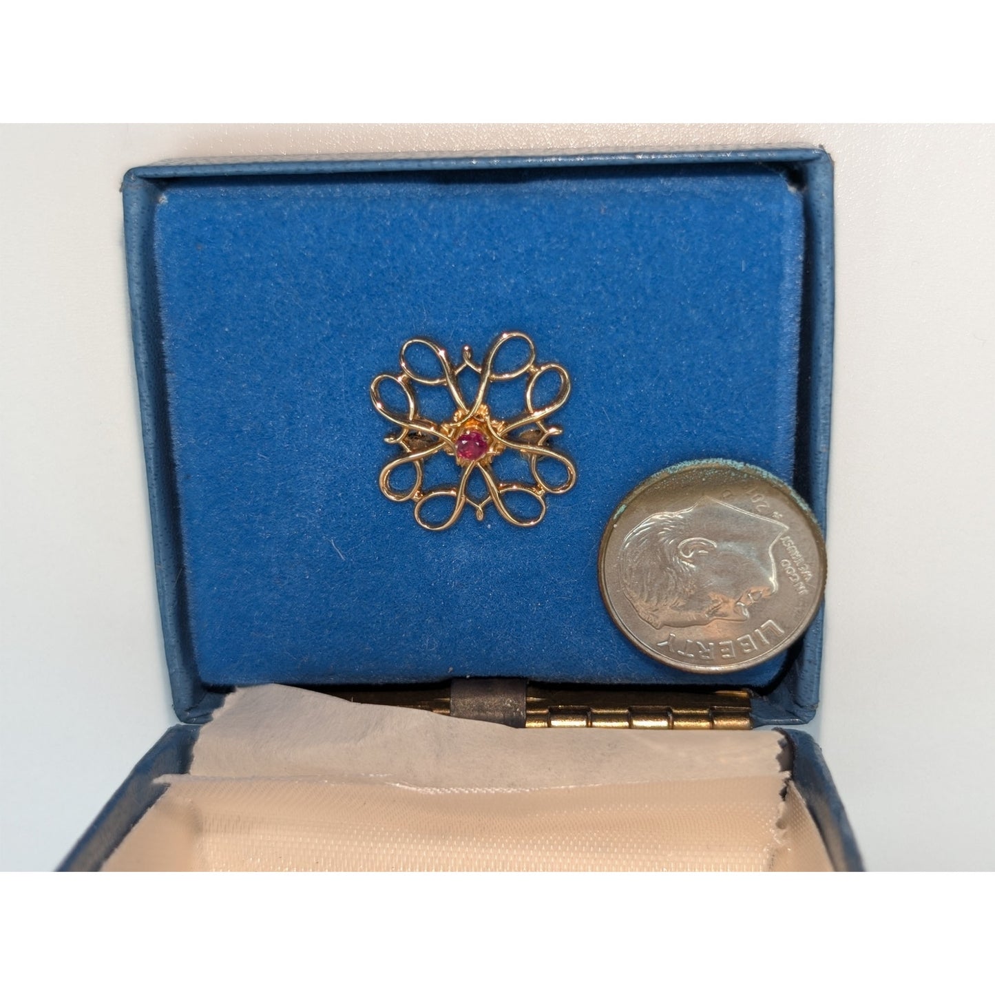 Vintage Avon Ruby Service Award 10K Gold Filled Pin in Original Box