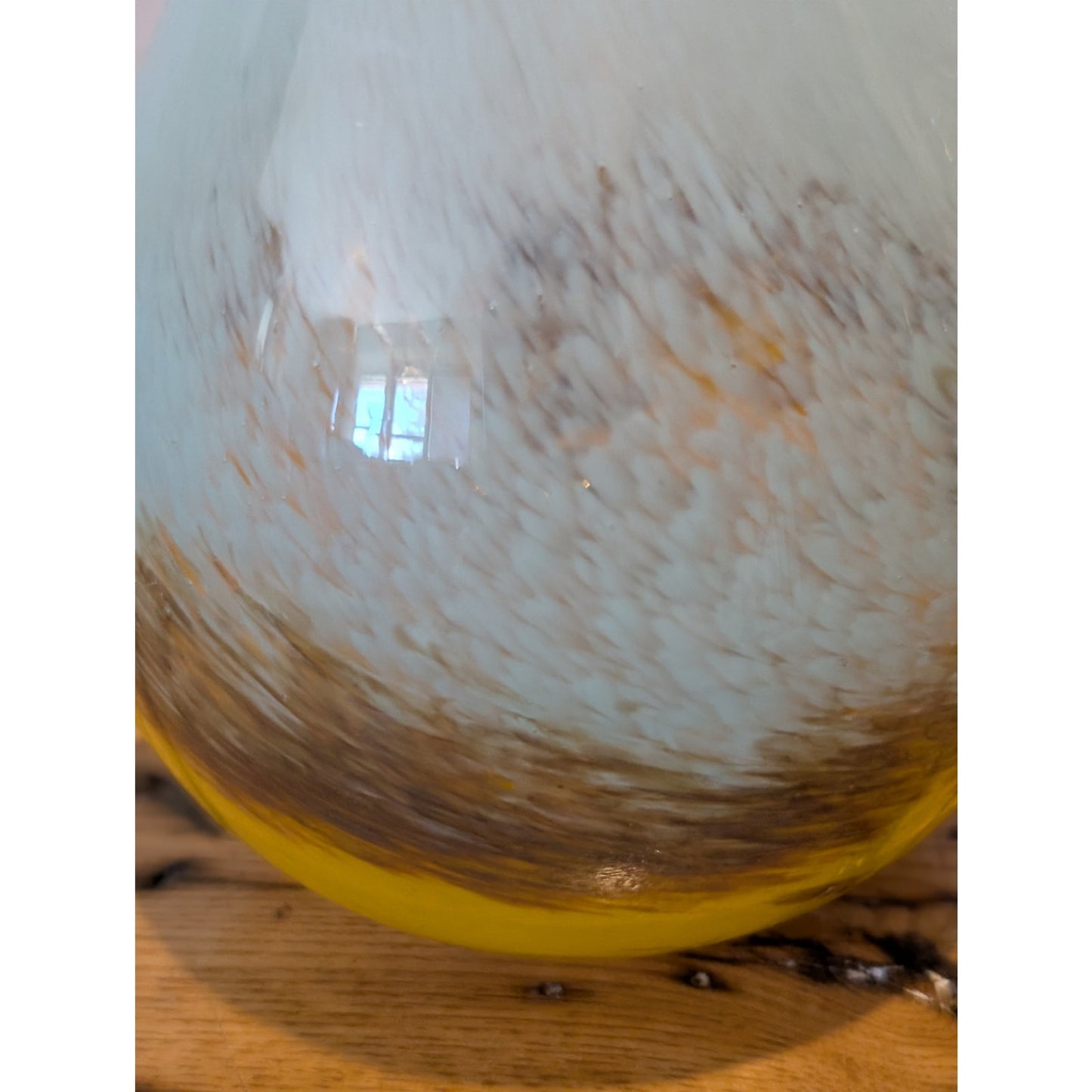 Blue Yellow Gold Art Glass Bulbous Vase