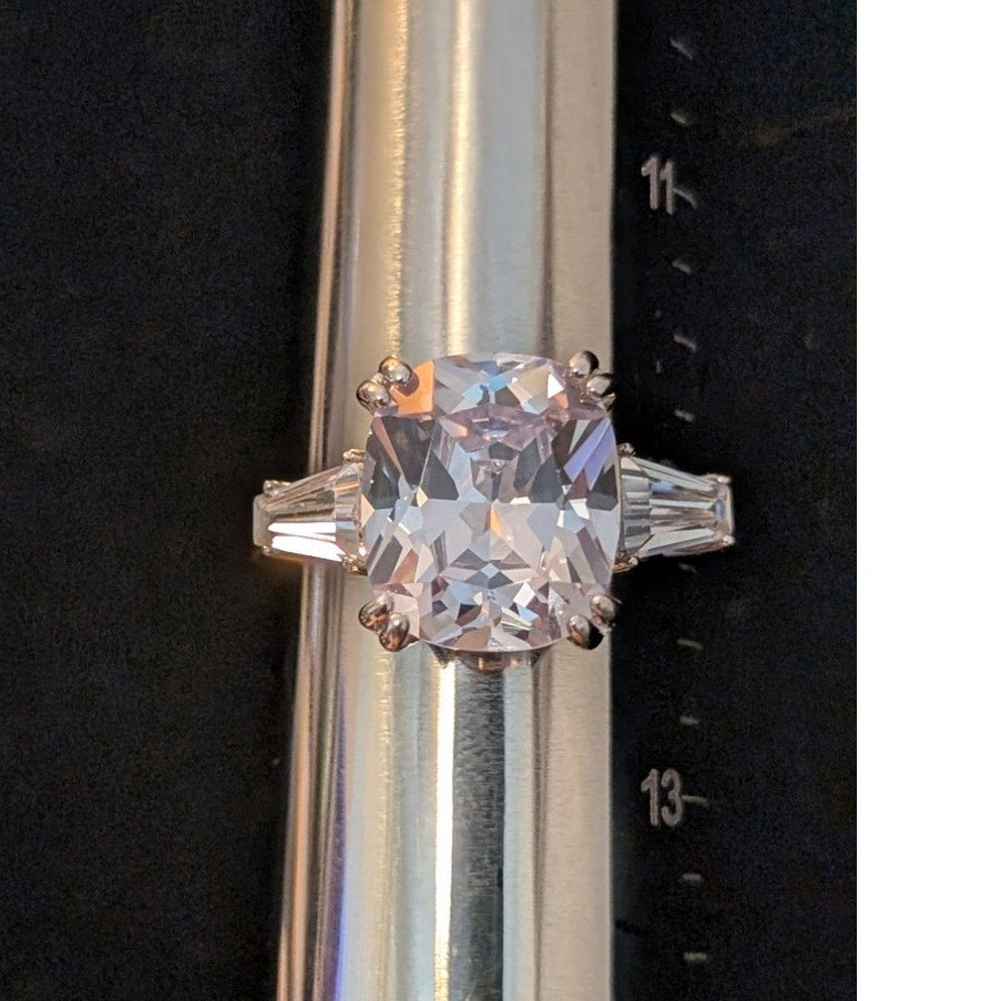 FZN XL Cushion Square Cut Trillion CZ Sterling Engagement Ring Size 12.25