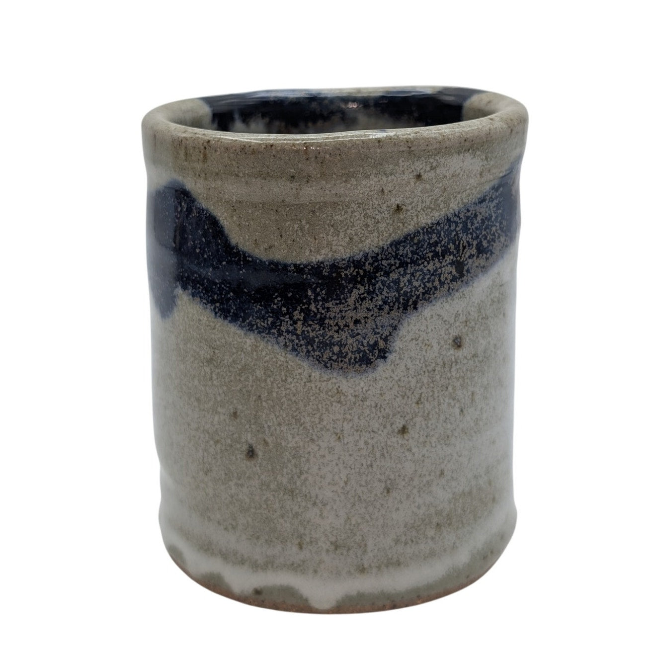 Signed Blue Drip Glaze Pottery Coffee Mug