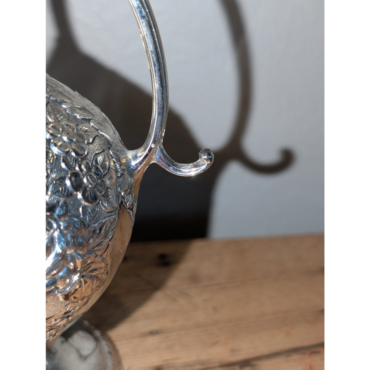 Vintage Victorian Repousse Silver Plated Sugar Scuttle With Scoop