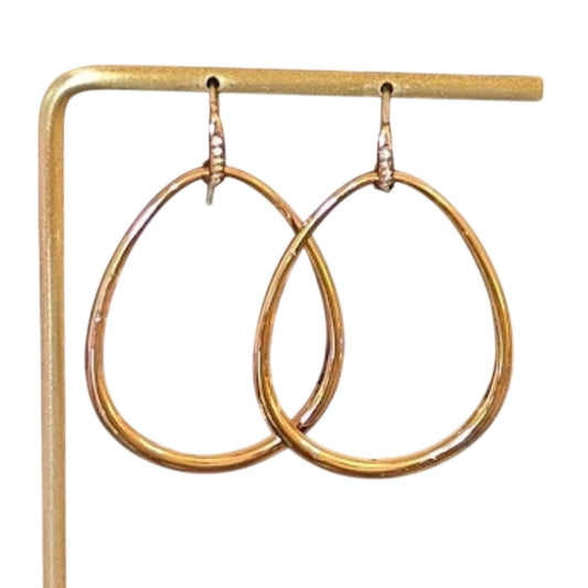 Teardrop Hoops with Rhinestone French Wire Earrings