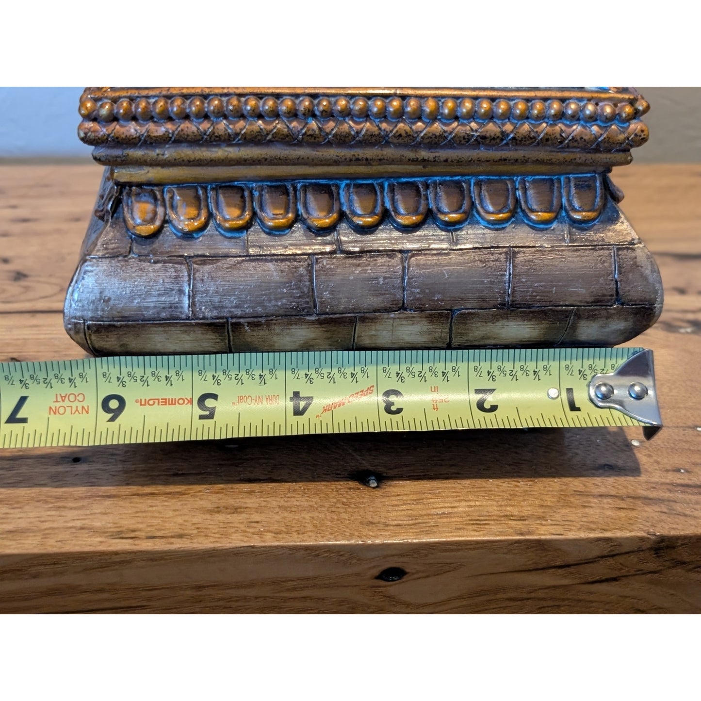 Jewelry Chest or Trinket Box Brick Pattern Removeable Lid Wood Look Resin