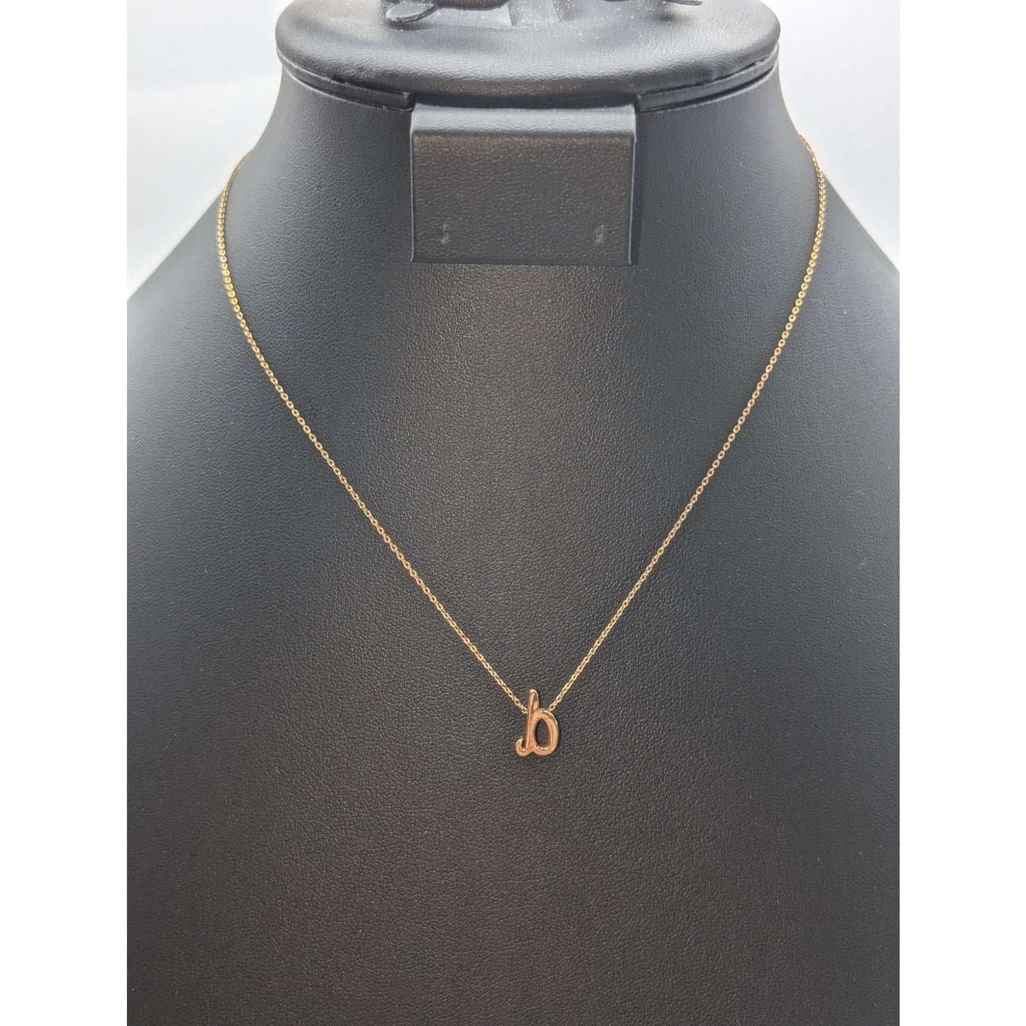Lower Case 'b' or 'd' Initial Pendant Gold Tone 16" Necklace