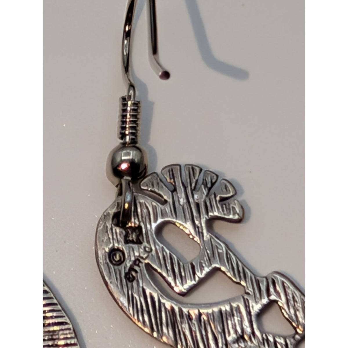 925 Sterling Silver Kokopelli Dangle Wire Earrings 2.6g