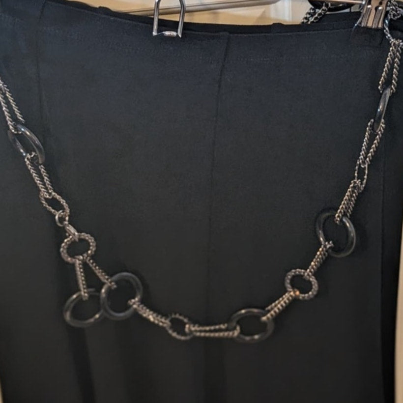 Gun Metal Black Acrylic Hoop Chain Link Belt Up to 48"