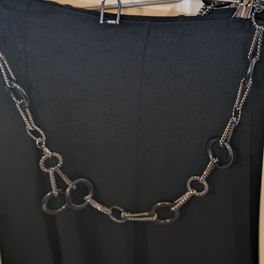 Gun Metal Black Acrylic Hoop Chain Link Belt Up to 48"