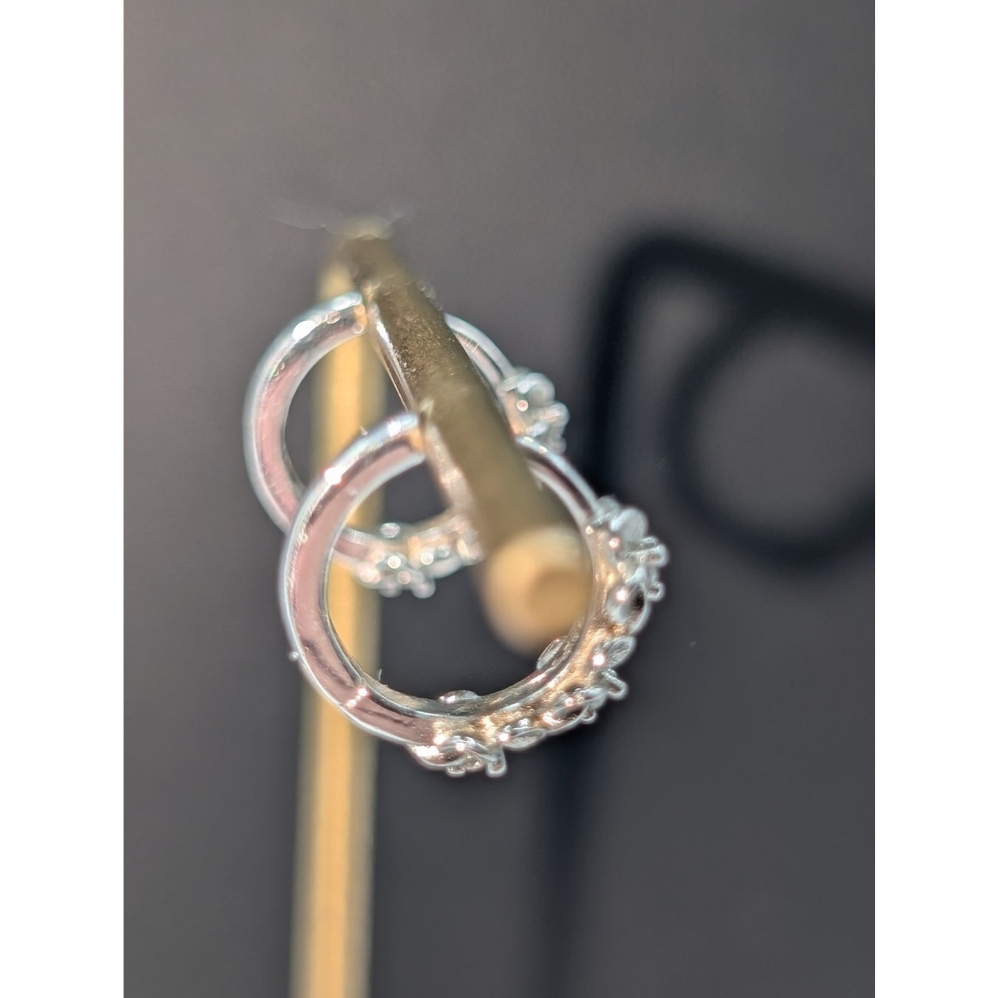 Sweet Three Flower CZ 925 Sterling Silver Huggie Half Inch Hoop Earrings