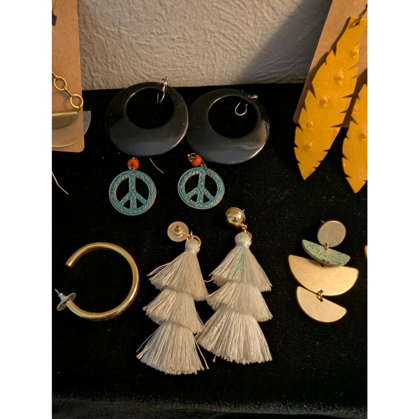 Lot of Eight Boho Dangle Hoop Pierced Earrings
