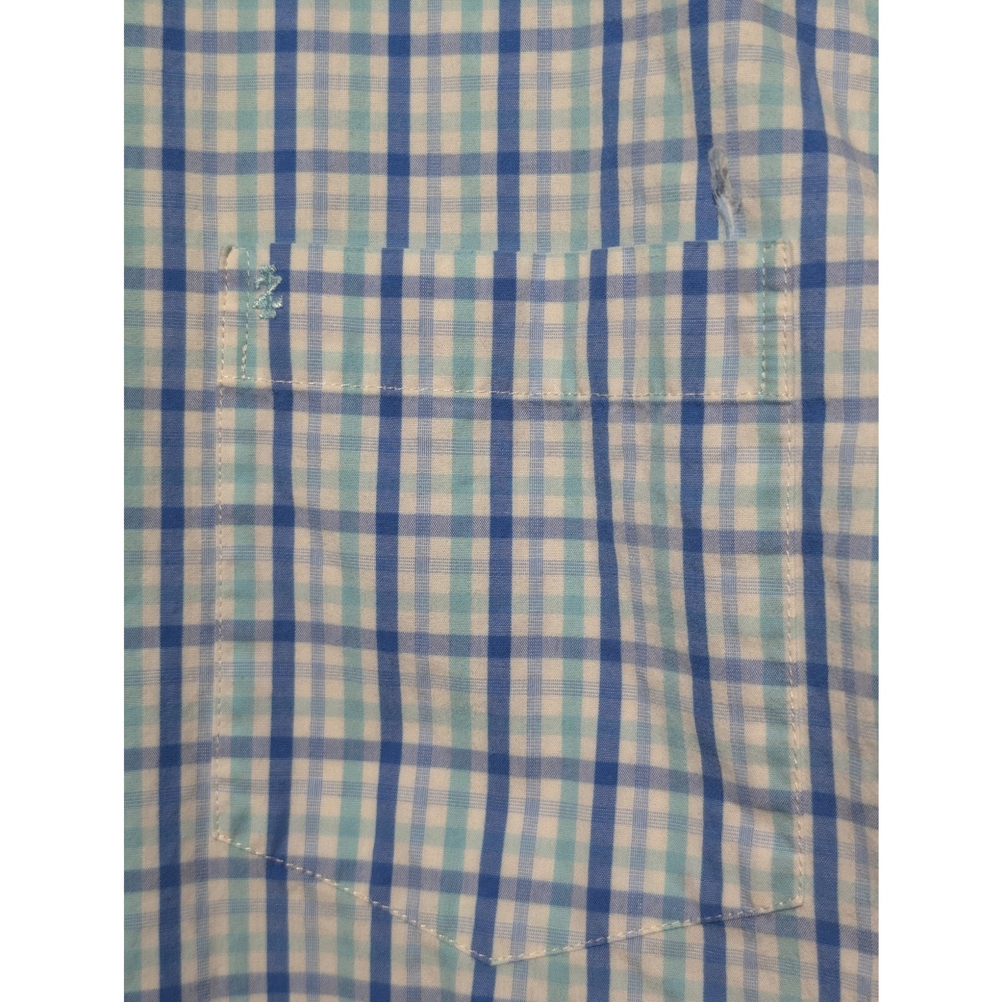 Izod Slim Fit Blue Green Plaid Cotton Button Down Long Sleeve Shirt Mens Sz XL