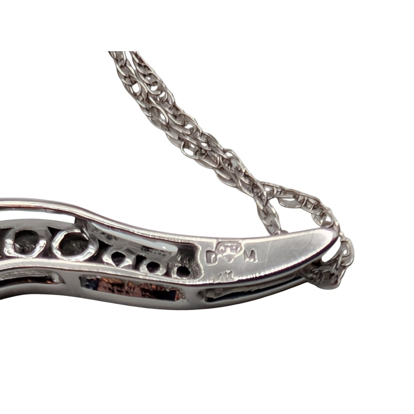 14K White Gold Diamond Journey Pendant 18" Necklace 2.46g
