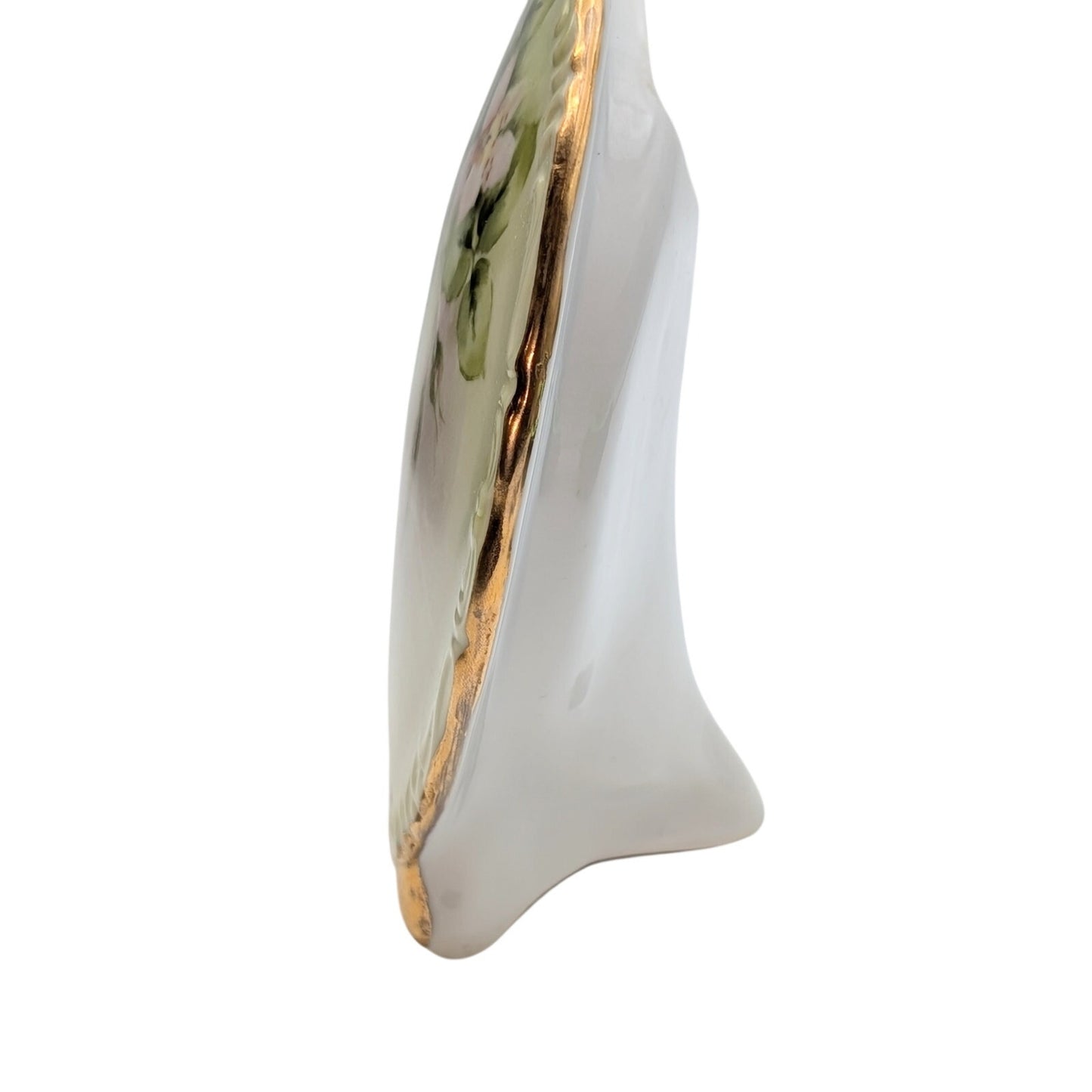 Vintage Signed M. Stricker Hand Painted Porcelain Gilt Edge Floral Pocket Vase
