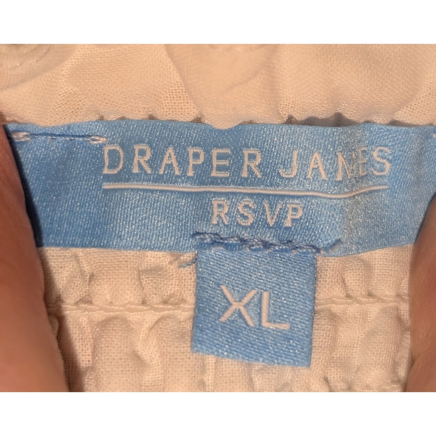 Draper James RSVP White Blue Embroidered Smocked Bodice Tiered Maxi Dress Sz XL
