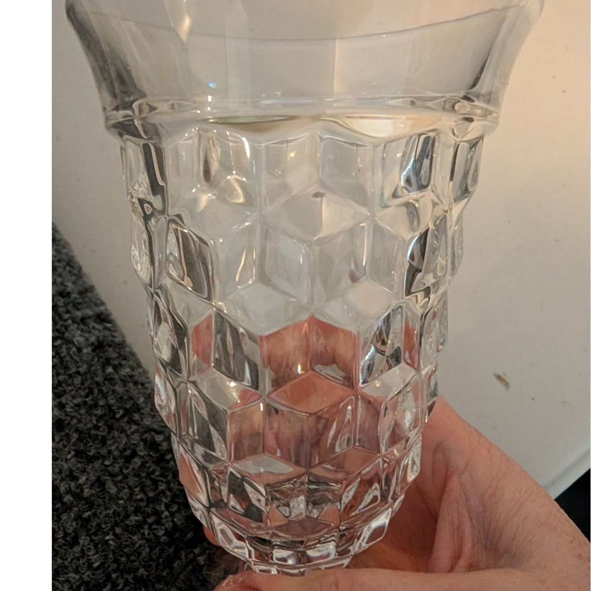 Vintage 1970s Fostoria American Clear Cubist Design Iced Tea Glass