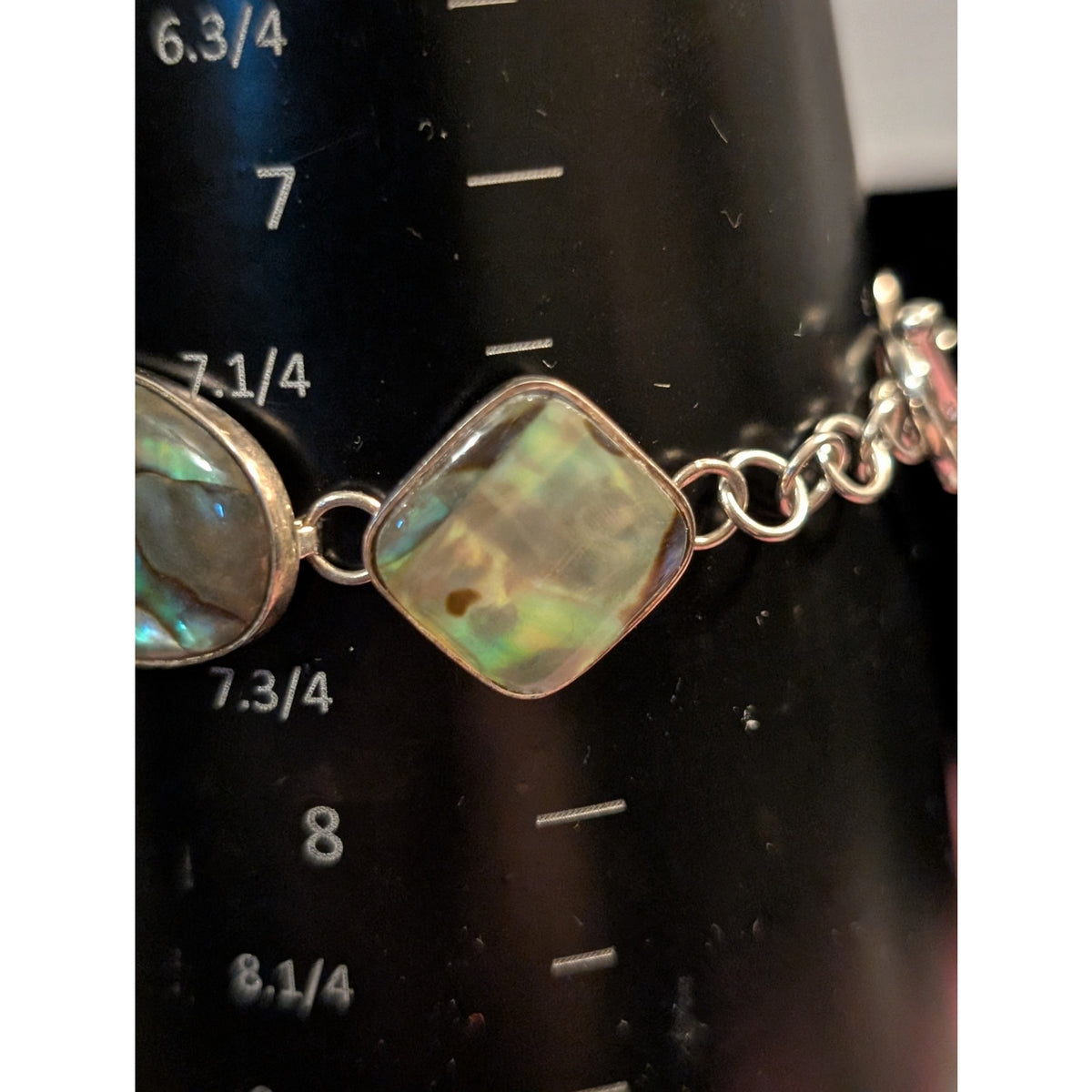 Sterling Silver Abalone Shell Toggle Bracelet