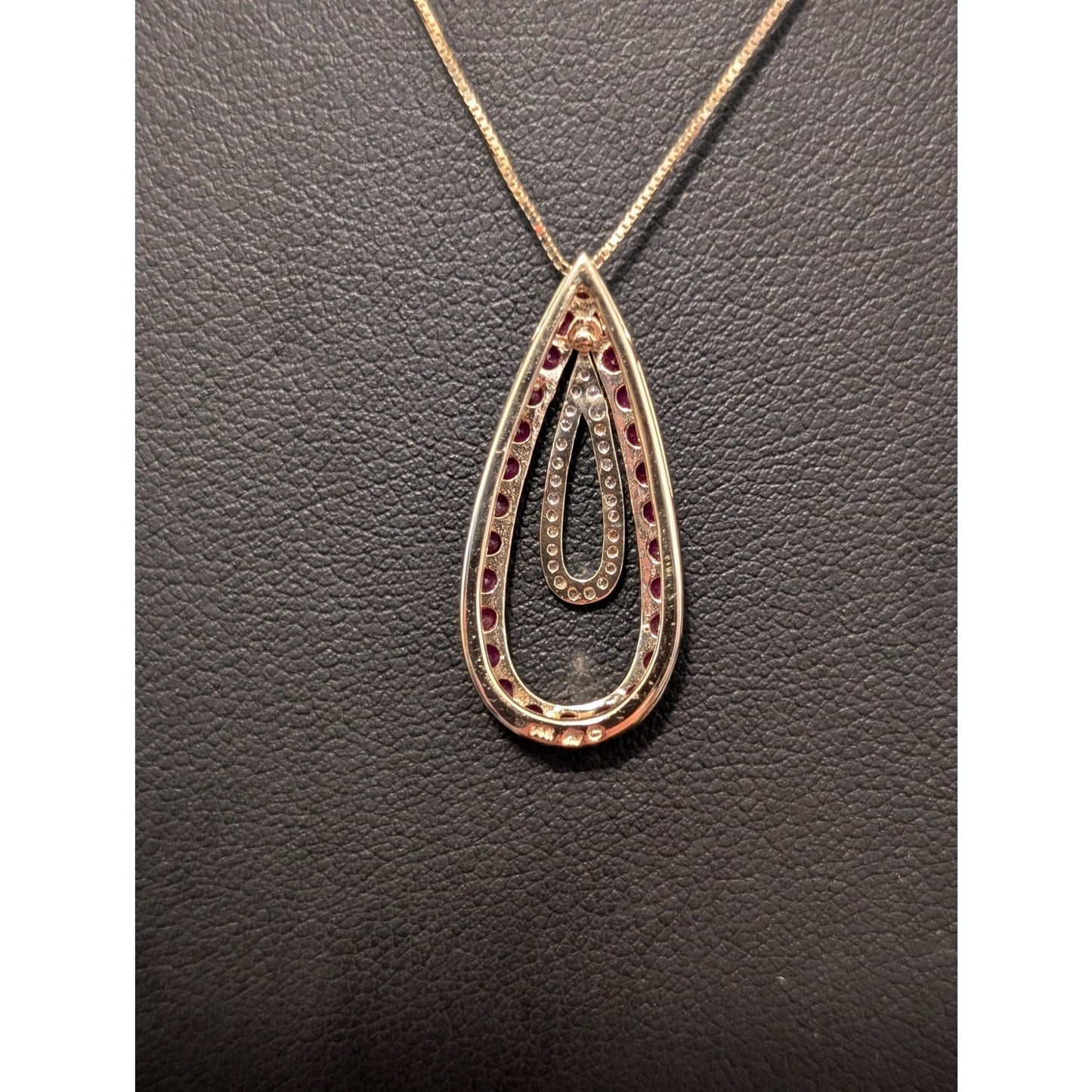 Estate Gorgeous Red Spinel Diamond 14k Yellow Gold Pendant Chain 18" Necklace