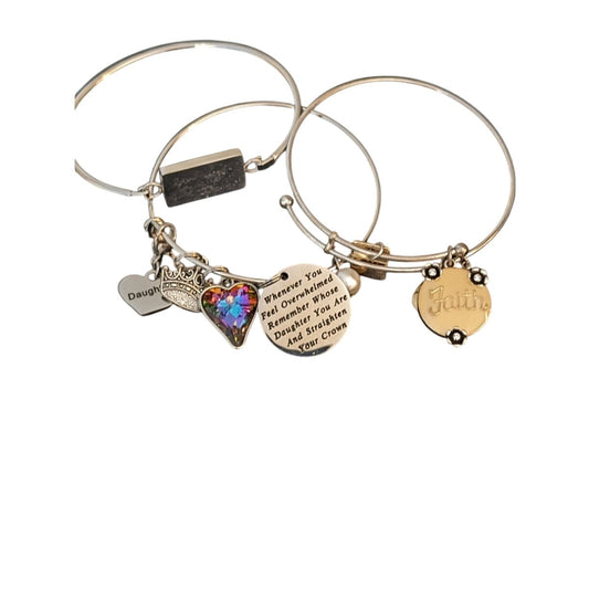 Three Silver Tone Bangle Style Bracelets