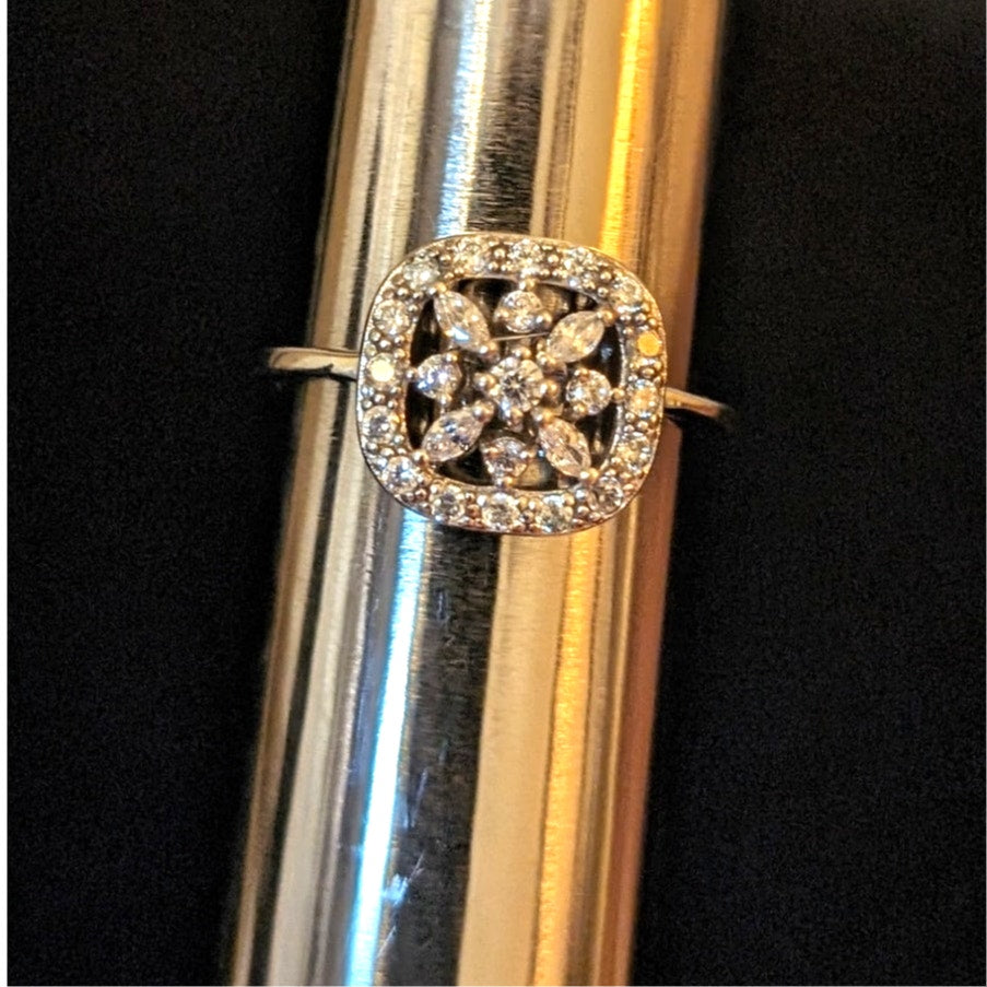 Marked ATI TH 925 Sterling Silver CZ Delicate Ring Size 6.5