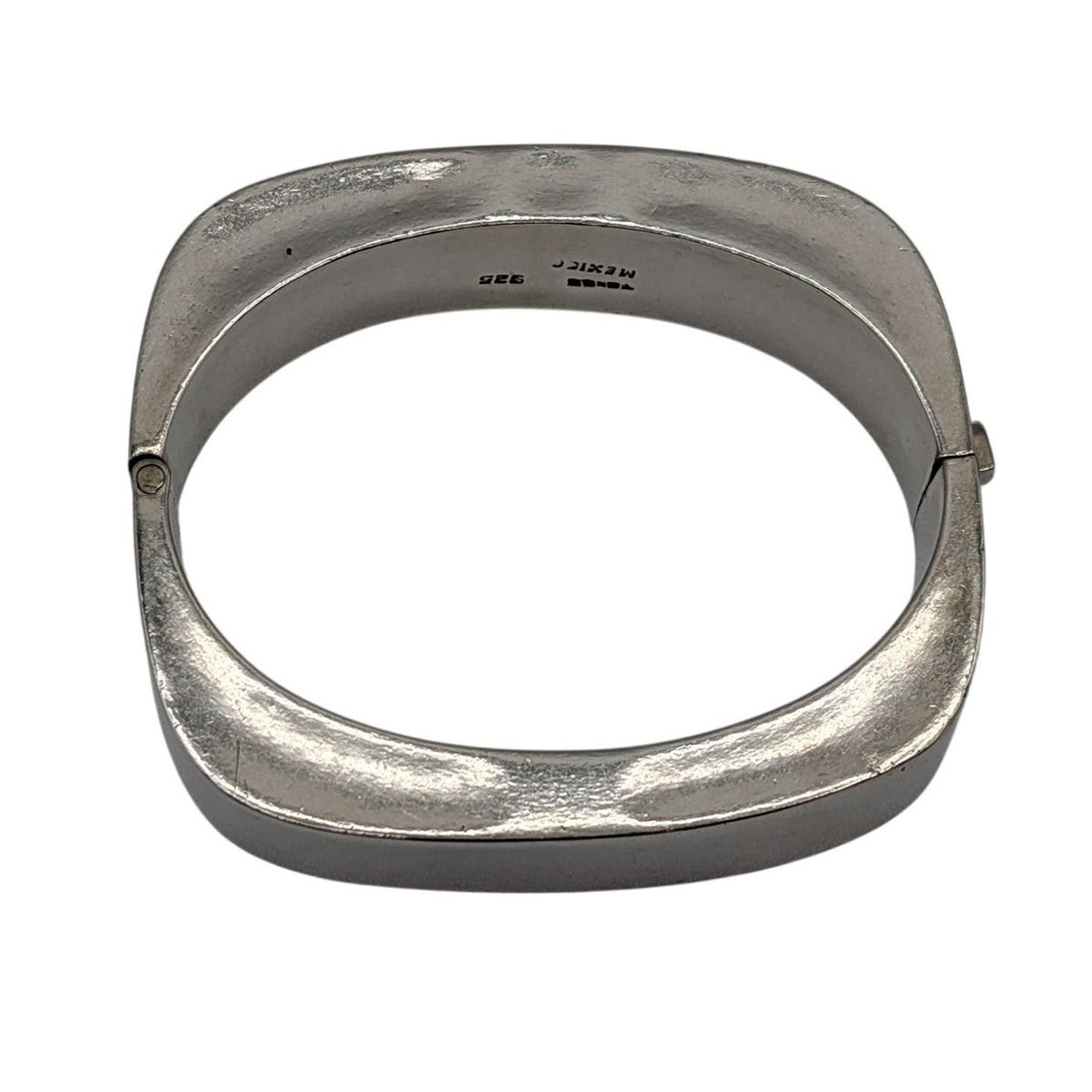 Vintage Taxco 925 Sterling Mexico Chunky Rectangle Hinged Bangle Bracelet