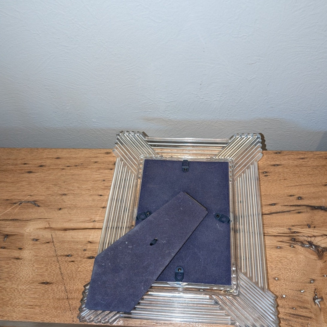 VTG Mikasa Art Deco Style Crystal Glass Clear Picture Frame Holds 5 X 7 Photo