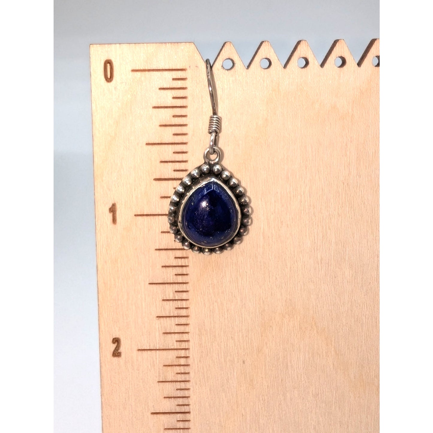 Vintage Lapis Lazuli Beaded 925 Sterling Silver Wire Dangle Earrings