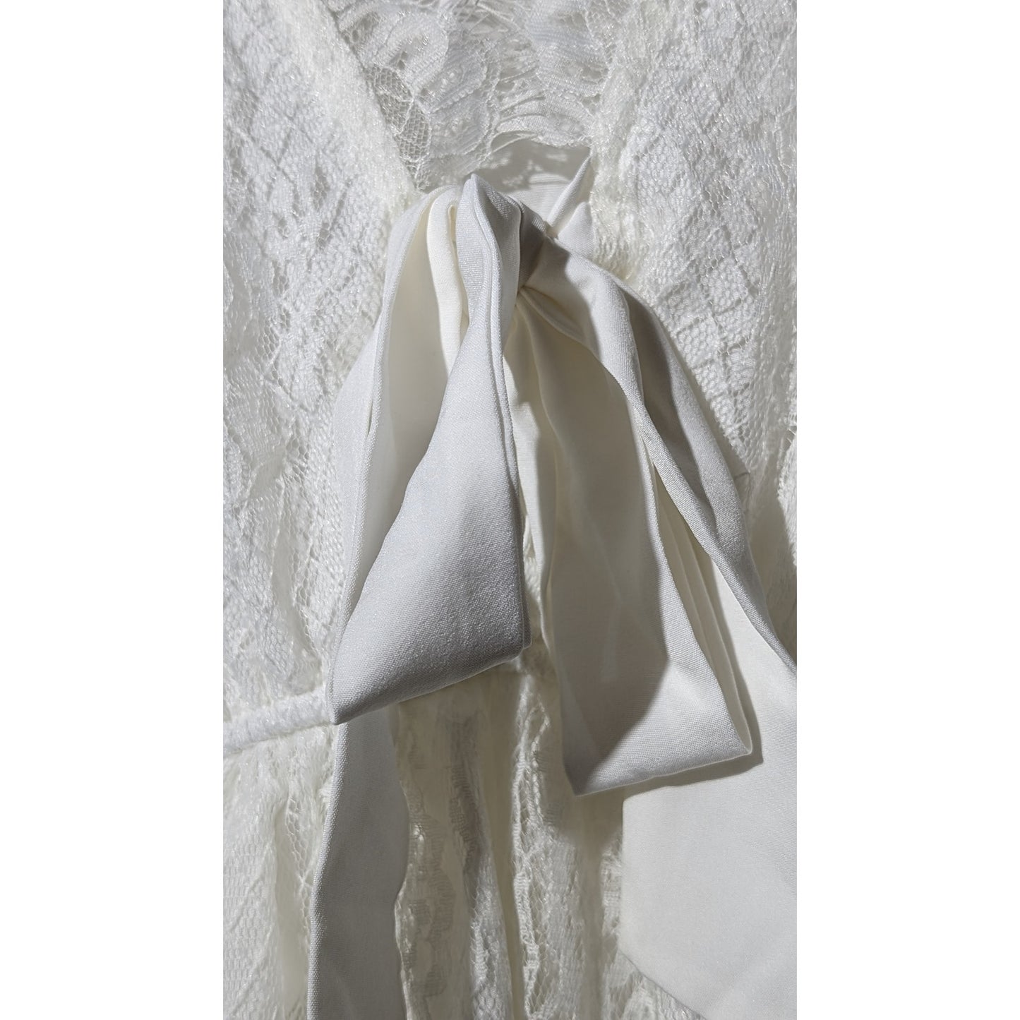 Unbranded White Lace Long Sleeve Tie Front Elastic Waist Blouse Womens Sz XL